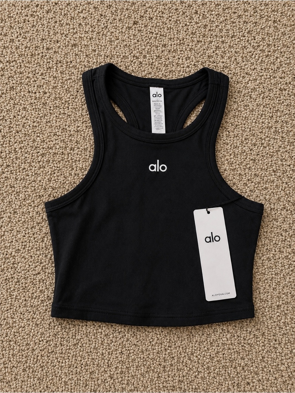 ALO Yoga White Ribbed Racerback Crop Tank - Picture 2 of 2